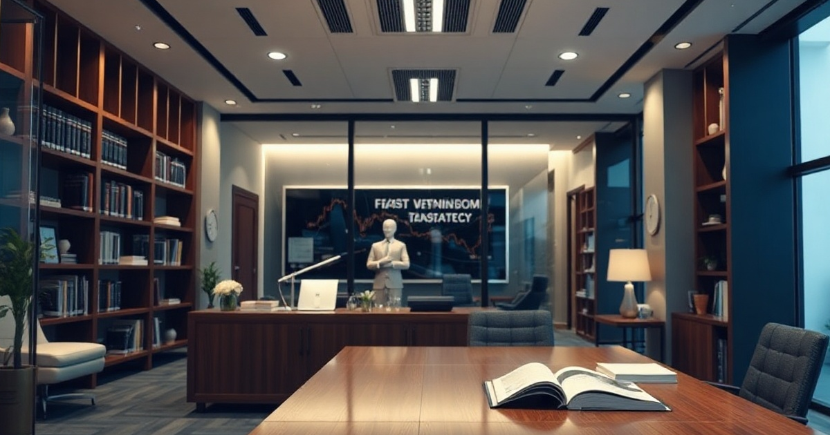 Law office meeting room with legal documents and a laptop displaying Google Ads campaign performance data for a law firm