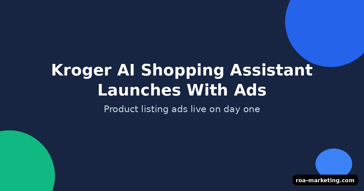 Kroger AI shopping assistant chat window showing sponsored product listing ads alongside organic grocery recommendations